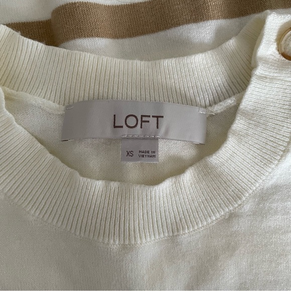 LOFT Striped Shoulder Button Sweater - Picture 4 of 5